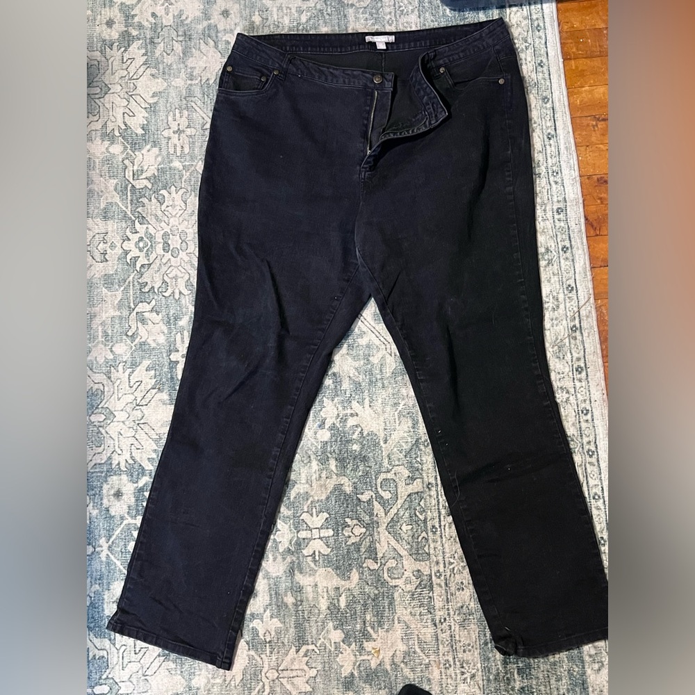 Woman Within Black Slim Straight Jeans - Classic Five-Pocket